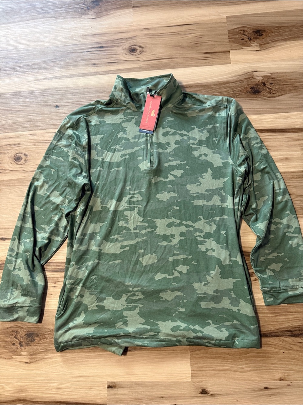 Southern Marsh Olive Green Camo Quarter Zip Pullover